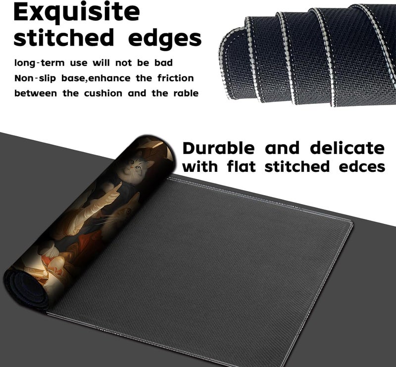 April Space Playmat for MTG (Stitched) Size 24x14 inches, Including Storage playmat Bag - Very Suitable for Amateur Enthusiasts TCG MTG playmat and Card Areas(Noble Cat-with Zone) - Image 4